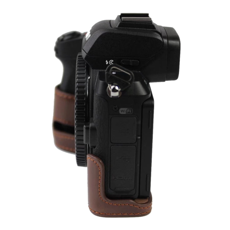 1/4 inch Thread PU Leather Camera Half Case Base for Nikon Z50(Coffee) - Half Case by PMC TechLife | Online Shopping South Africa | PMC TechLife | Buy Now Pay Later Mobicred