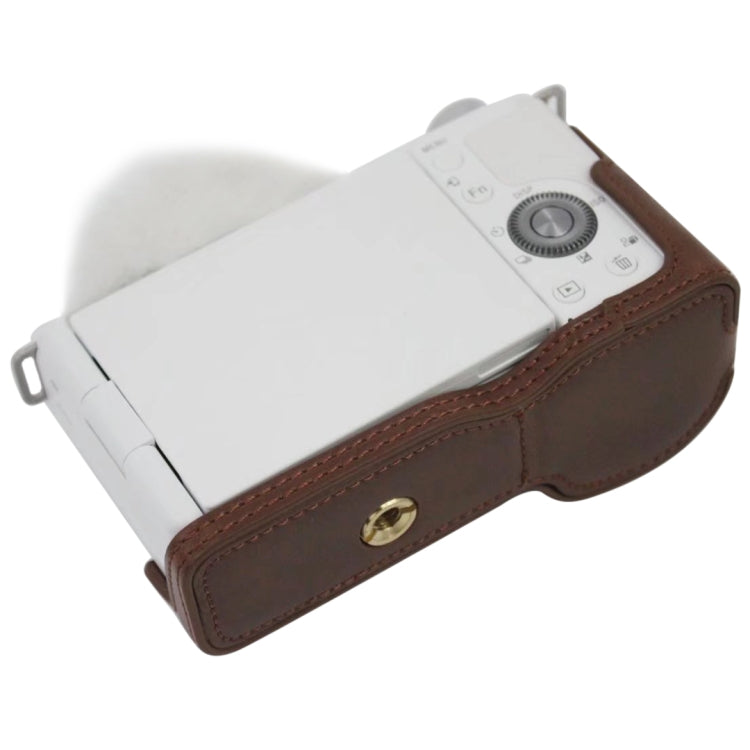 1/4 inch Thread PU Leather Camera Half Case Base for Sony ZV-E10 / ZV-E10L (Brown) - Half Case by PMC TechLife | Online Shopping South Africa | PMC TechLife | Buy Now Pay Later Mobicred