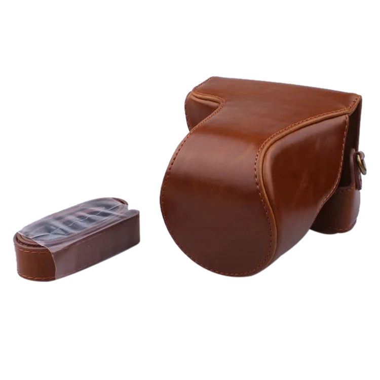 Full Body Camera PU Leather Case Bag with Strap for Canon EOS M200 (15-55mm Lens) (Brown) - Leather Bag by PMC TechLife | Online Shopping South Africa | PMC TechLife | Buy Now Pay Later Mobicred