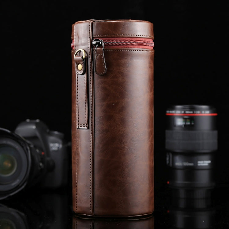 Extra Large Lens Case Zippered PU Leather Pouch Box for DSLR Camera Lens, Size: 24.5*10.5*10.5cm(Coffee) - free shipping - PMC TechLife - Order now!