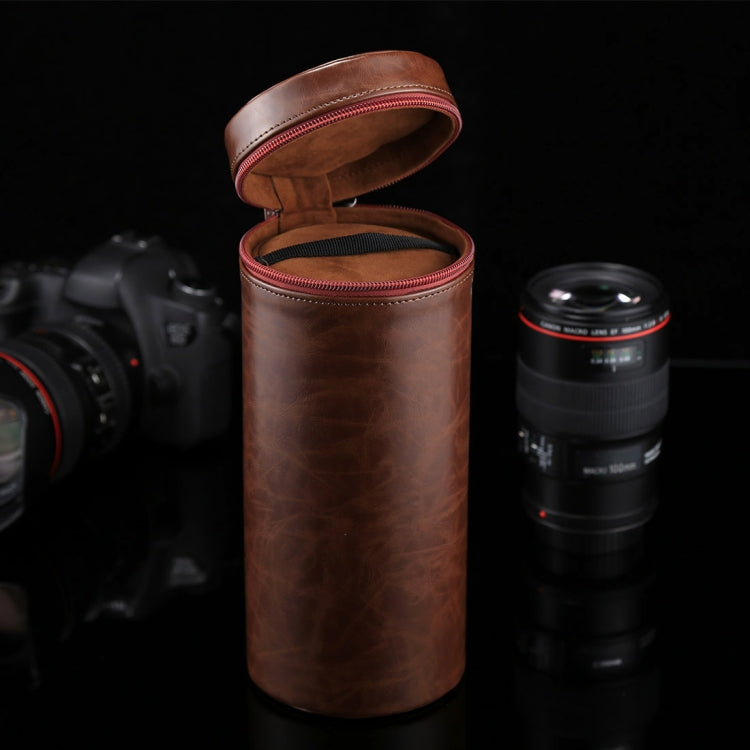 Extra Large Lens Case Zippered PU Leather Pouch Box for DSLR Camera Lens, Size: 24.5*10.5*10.5cm(Coffee) - free shipping - PMC TechLife - Order now!