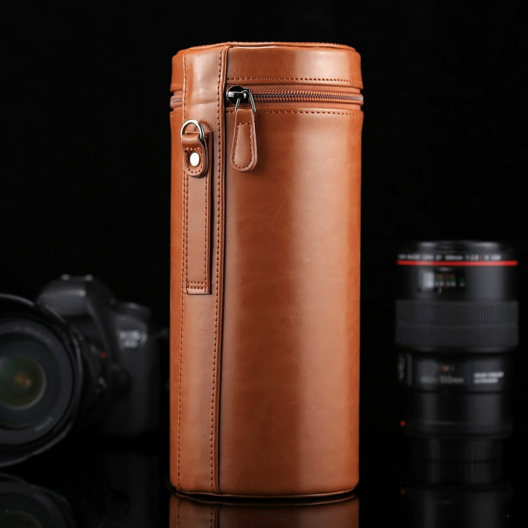 Extra Large Lens Case Zippered PU Leather Pouch Box for DSLR Camera Lens, Size: 24.5*10.5*10.5cm(Brown) - free shipping - PMC TechLife - Order now!