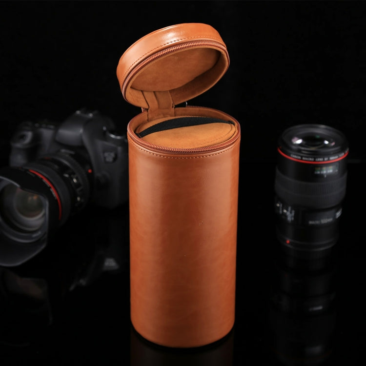 Extra Large Lens Case Zippered PU Leather Pouch Box for DSLR Camera Lens, Size: 24.5*10.5*10.5cm(Brown) - free shipping - PMC TechLife - Order now!