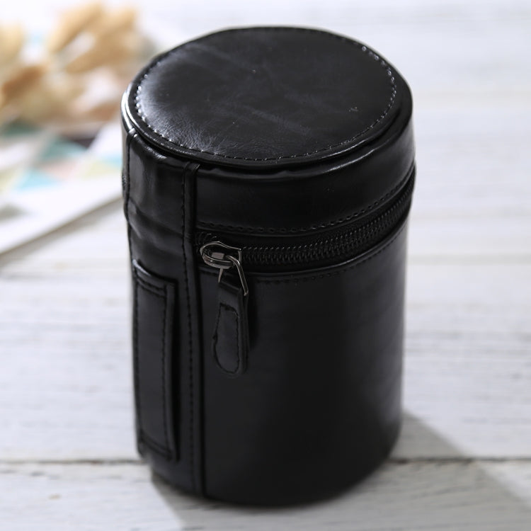 Medium Lens Case Zippered PU Leather Pouch Box for DSLR Camera Lens, Size: 13x9x9cm(Black) - free shipping - PMC TechLife - Order now!