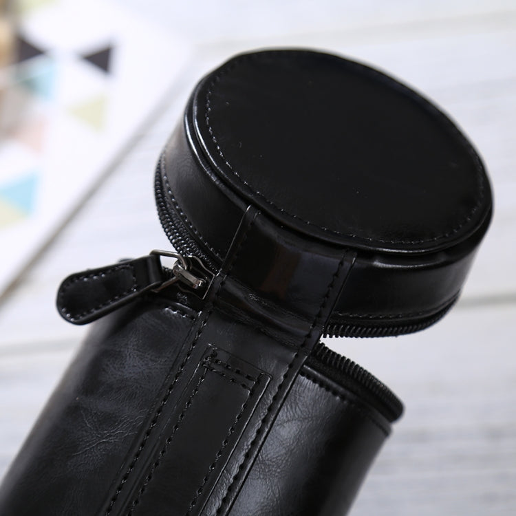 Medium Lens Case Zippered PU Leather Pouch Box for DSLR Camera Lens, Size: 13x9x9cm(Black) - free shipping - PMC TechLife - Order now!