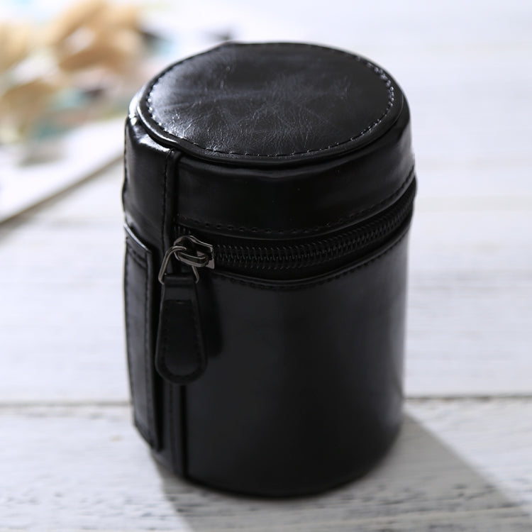 Small Lens Case Zippered PU Leather Pouch Box for DSLR Camera Lens, Size: 11x8x8cm(Black) - free shipping - PMC TechLife - Order now!