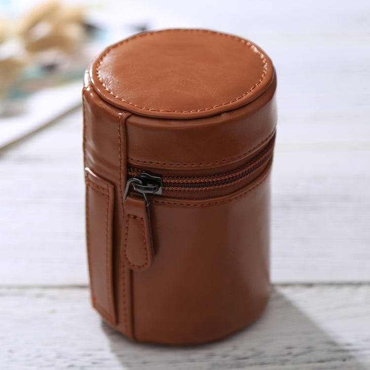 Small Lens Case Zippered PU Leather Pouch Box for DSLR Camera Lens, Size: 11x8x8cm(Brown) - free shipping - PMC TechLife - Order now!