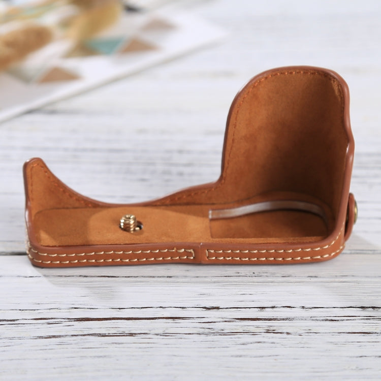 1/4 inch Thread PU Leather Camera Half Case Base for Sony ILCE-5100 / A5100(Brown) - free shipping - PMC TechLife - Order now!