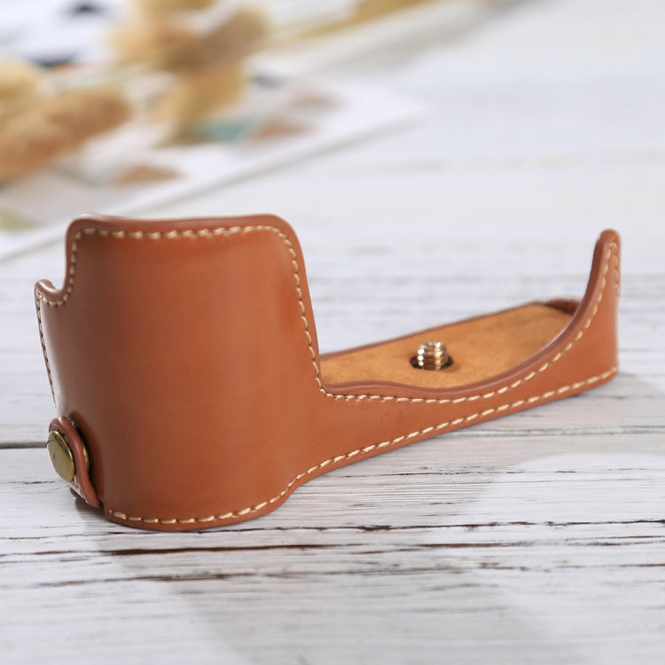 1/4 inch Thread PU Leather Camera Half Case Base for Sony ILCE-5100 / A5100(Brown) - free shipping - PMC TechLife - Order now!