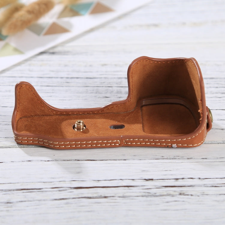 1/4 inch Thread PU Leather Camera Half Case Base for Sony ILCE-6000 / A6000(Brown) - free shipping - PMC TechLife - Order now!