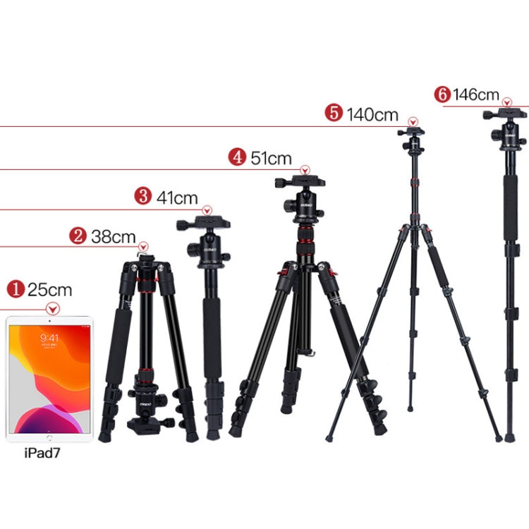 TRIOPO K2508S+B1S Adjustable Portable  Aluminum Alloy Tripod with Ball Head for SLR Camera(Black) - free shipping - PMC TechLife - Order now!