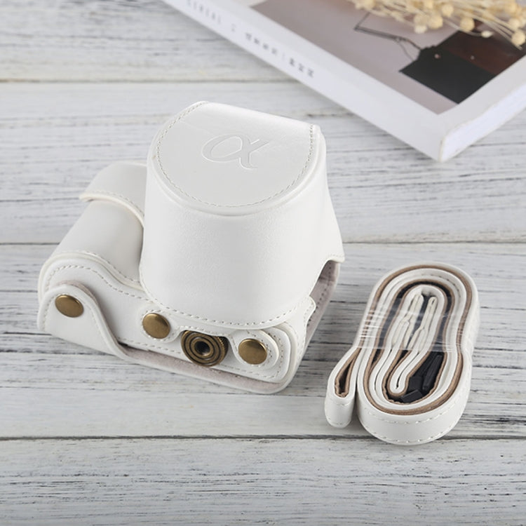 Full Body Camera PU Leather Case Bag with Strap for Sony A5100 / A5000 / NEX-3N (16-50mm / 40.5mm Lens) (White) - free shipping - PMC TechLife - Order now!