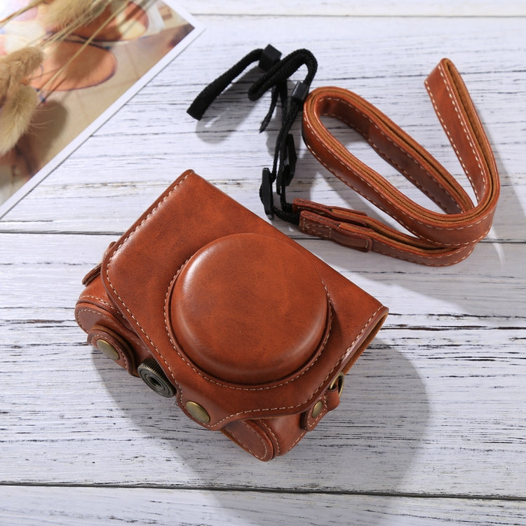 Full Body Camera PU Leather Camera Case Bag with Strap for Canon PowerShot G7 X Mark II (Brown) - free shipping - PMC TechLife - Order now!