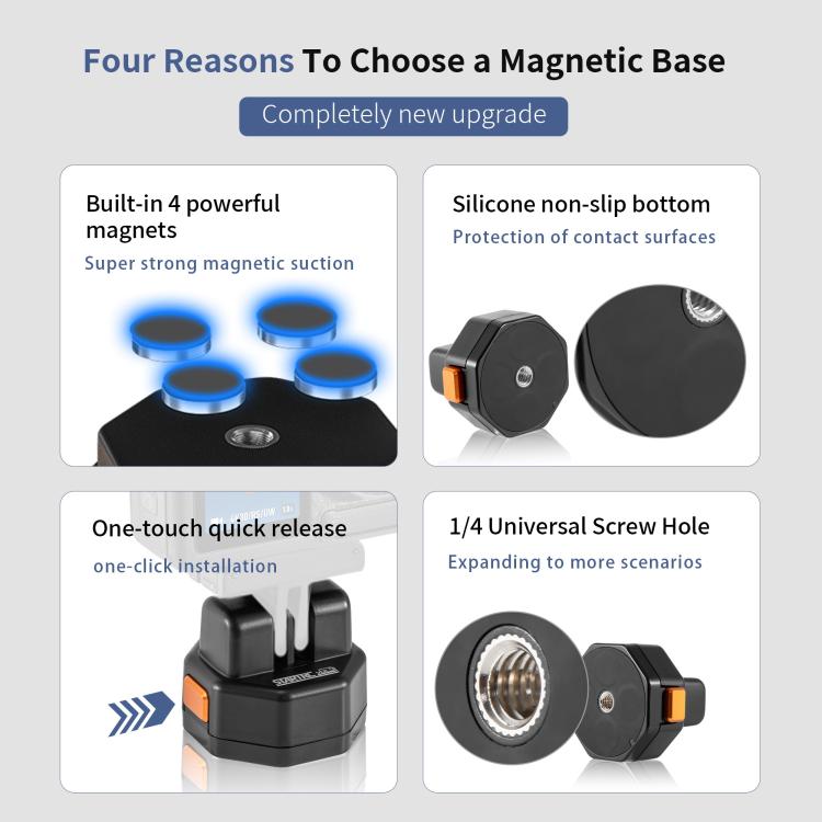 STARTRC VCR Snap-Mag Quick Release Base Mount Adapter For GoPro (Black) - free shipping - PMC TechLife - Order now!