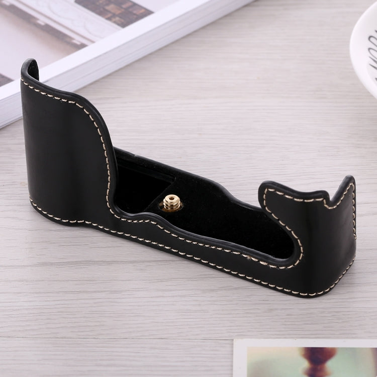 1/4 inch Thread PU Leather Camera Half Case Base for FUJIFILM X-A5 / X-A20(Black) - free shipping - PMC TechLife - Order now!