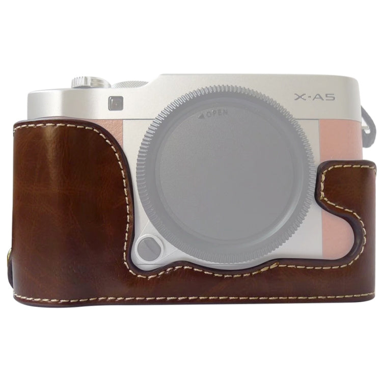 1/4 inch Thread PU Leather Camera Half Case Base for FUJIFILM X-A5 / X-A20(Coffee) - free shipping - PMC TechLife - Order now!