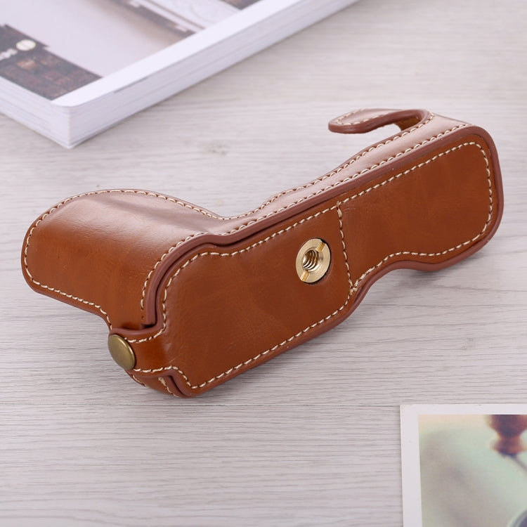 1/4 inch Thread PU Leather Camera Half Case Base for FUJIFILM X-A5 / X-A20(Brown) - free shipping - PMC TechLife - Order now!