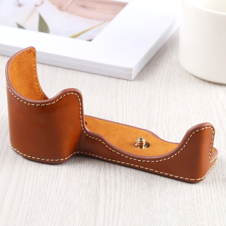 1/4 inch Thread PU Leather Camera Half Case Base for Sony A6400 / ILCE-A6400 (Brown) - free shipping - PMC TechLife - Order now!