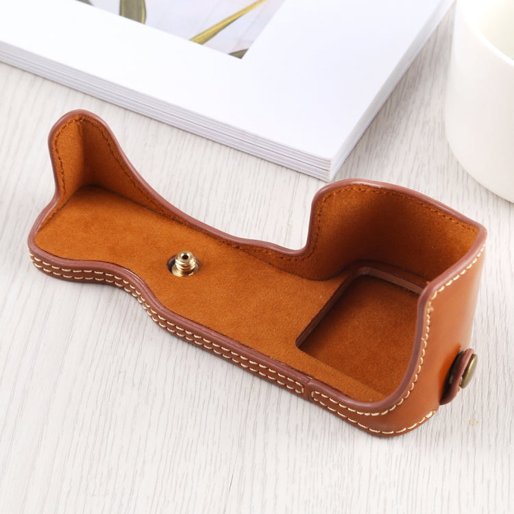 1/4 inch Thread PU Leather Camera Half Case Base for Sony A6400 / ILCE-A6400 (Brown) - free shipping - PMC TechLife - Order now!
