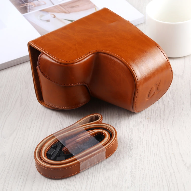 Full Body Camera PU Leather Case Bag with Strap for Sony A6400 / ILCE-A6400 (Brown) - free shipping - PMC TechLife - Order now!