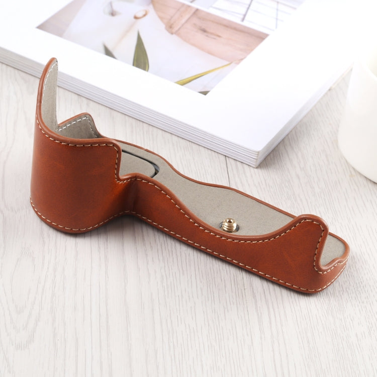 1/4 inch Thread PU Leather Camera Half Case Base for Canon EOS R (Brown) - free shipping - PMC TechLife - Order now!