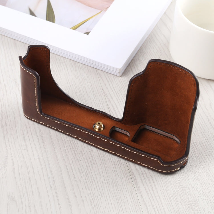 1/4 inch Thread PU Leather Camera Half Case Base for Leica TL (Typ 701) (Coffee) - free shipping - PMC TechLife - Order now!