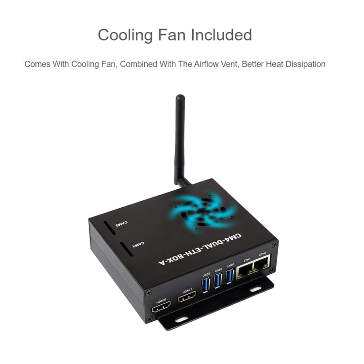 Waveshare Dual Gigabit Ethernet Mini-Computer with Metal Case & Cooling Fan for Raspberry Pi CM4(EU Plug) - free shipping - PMC Jewellery - Order now!