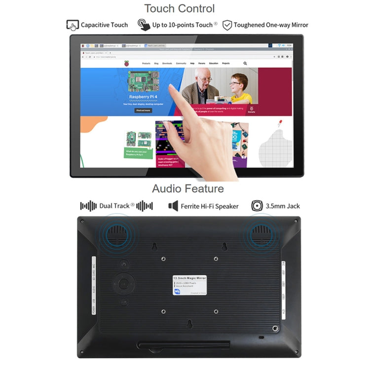 Waveshare 13.3 inch Magic Mirror, Voice Assistant, Touch Control(US Plug) - free shipping - PMC Jewellery - Order now!