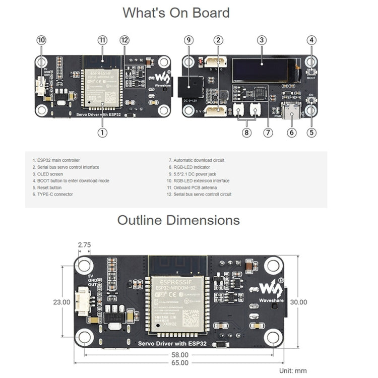Waveshare ESP32 Servo Driver Expansion Board, Built-In WiFi and BT - Modules Expansions Accessories by WAVESHARE | Online Shopping South Africa | PMC TechLife | Buy Now Pay Later Mobicred
