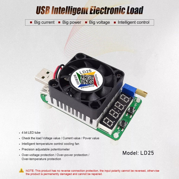 LD25 Adjustable Current Voltage Electronic USB Load Resistor Discharge Battery Test - Resistor / Diodes by PMC TechLife | Online Shopping South Africa | PMC TechLife
