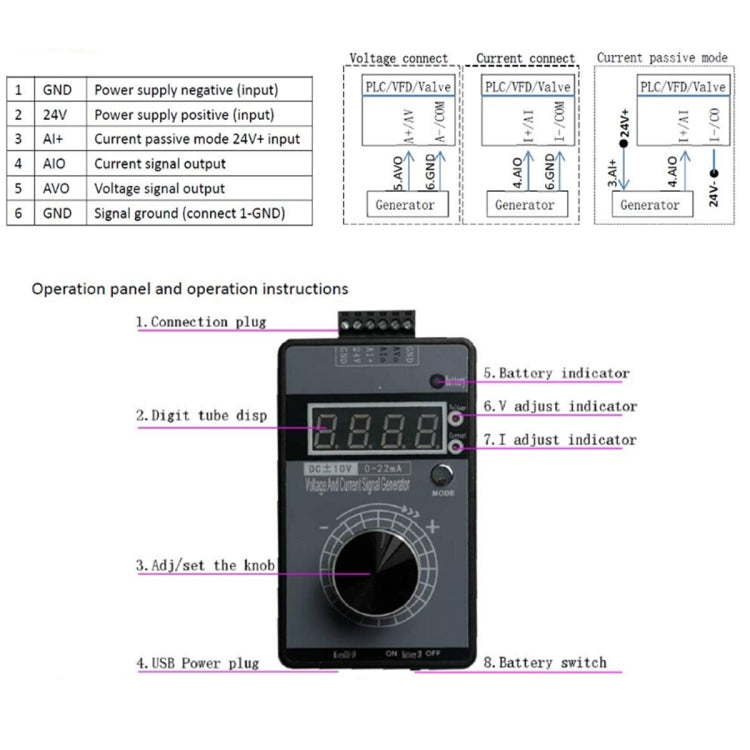 4-20mA 0-10V Signal Generator Adjustable Voltage Current Simulator, Built-in Battery (Black) - Boards & Shields by PMC TechLife | Online Shopping South Africa | PMC TechLife | Buy Now Pay Later Mobicred