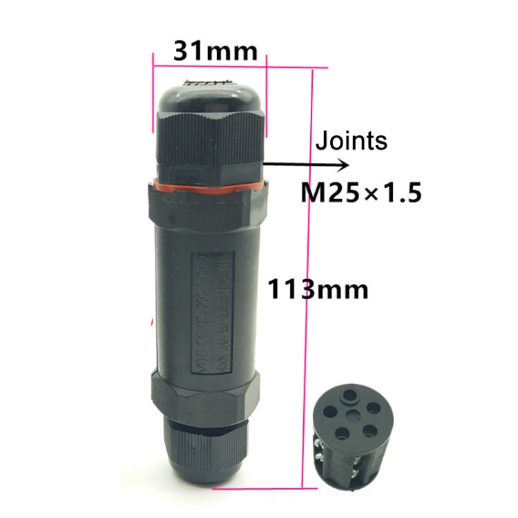 XY25 IP68 Waterproof 5 Pin Straight Cable Connector - Connector & Plug by PMC TechLife | Online Shopping South Africa | PMC TechLife