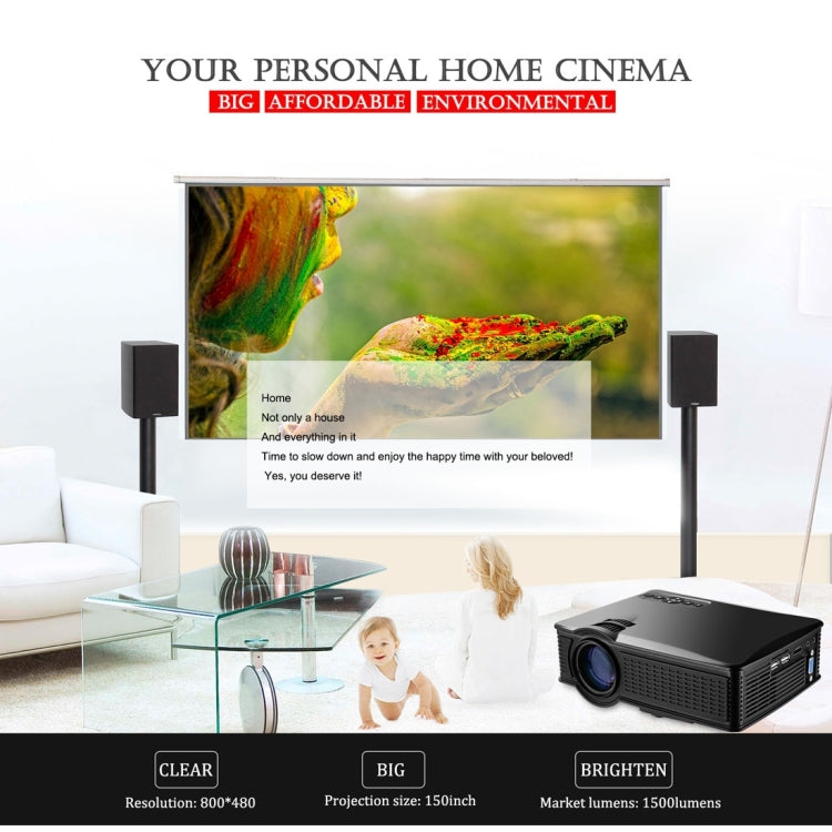 LY-40 1800 Lumens 1280 x 800 Home Theater LED Projector with Remote Control, EU Plug (White) - LED Projector by PMC TechLife | Online Shopping South Africa | PMC TechLife | Buy Now Pay Later Mobicred