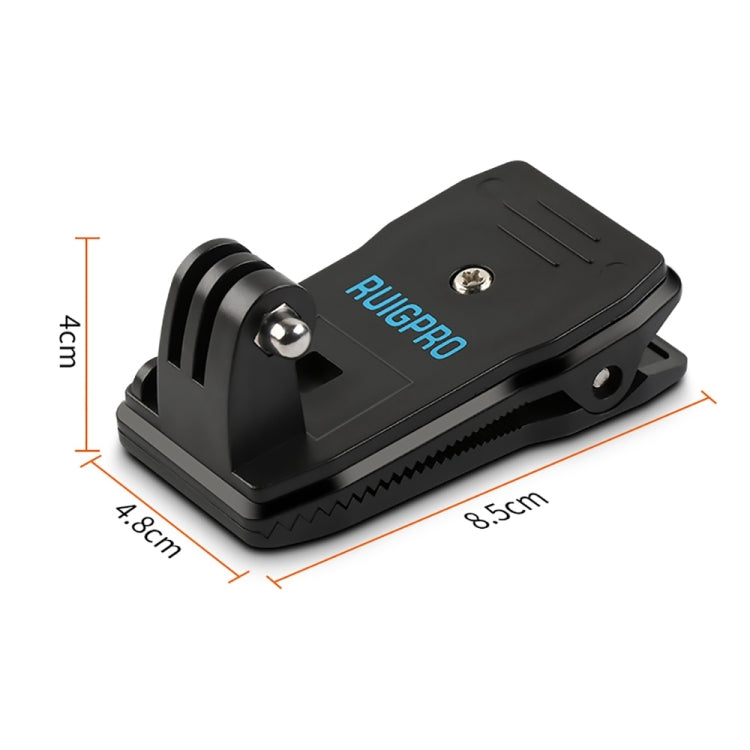 RUIGPRO 360 Degree Rotation Backpack Rec-Mounts Clip Clamp Mount with Screw for GoPro, Insta360, DJI and Other Action Cameras(Black) - Mount & Holder by RUIGPRO | Online Shopping South Africa | PMC TechLife | Buy Now Pay Later Mobicred