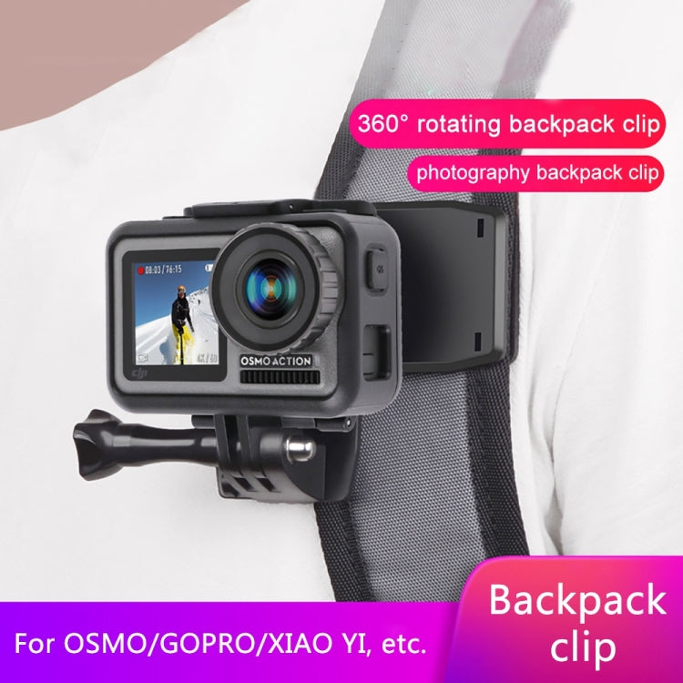 RUIGPRO 360 Degree Rotation Backpack Rec-Mounts Clip Clamp Mount with Screw for GoPro, Insta360, DJI and Other Action Cameras(Black) - Mount & Holder by RUIGPRO | Online Shopping South Africa | PMC TechLife | Buy Now Pay Later Mobicred