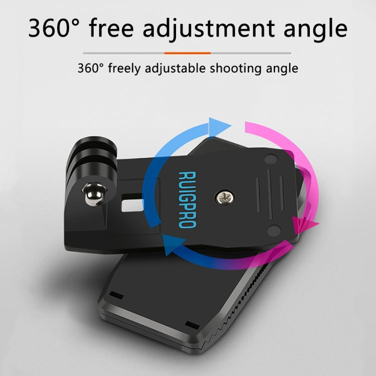 RUIGPRO 360 Degree Rotation Backpack Rec-Mounts Clip Clamp Mount with Screw for GoPro, Insta360, DJI and Other Action Cameras(Black) - Mount & Holder by RUIGPRO | Online Shopping South Africa | PMC TechLife | Buy Now Pay Later Mobicred
