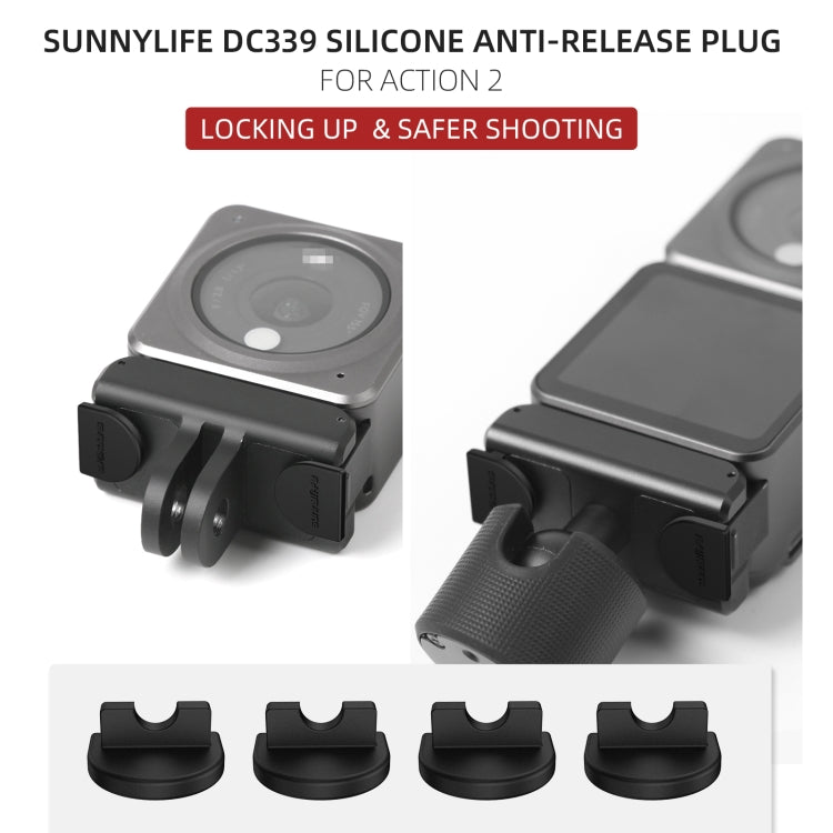 Sunnylife DC339 4 PCS Silicone Anti-release Plug for DJI Action 2 (Black) - Other by Sunnylife | Online Shopping South Africa | PMC TechLife | Buy Now Pay Later Mobicred