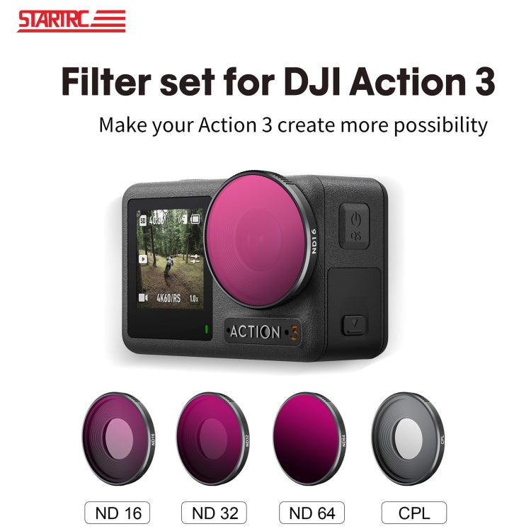 For DJI Action 3 STARTRC 4 in 1 ND16 + ND32 + ND64 + CPL Lens Filter - free shipping - PMC TechLife - Order now!