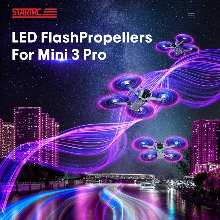 For DJI Mini 4 Pro / Mavic Mini 3 Pro STARTRC 2 Pairs Color LED Flash Lamp Low Noise Propellers (Transparent) - free shipping - PMC TechLife - Order now!