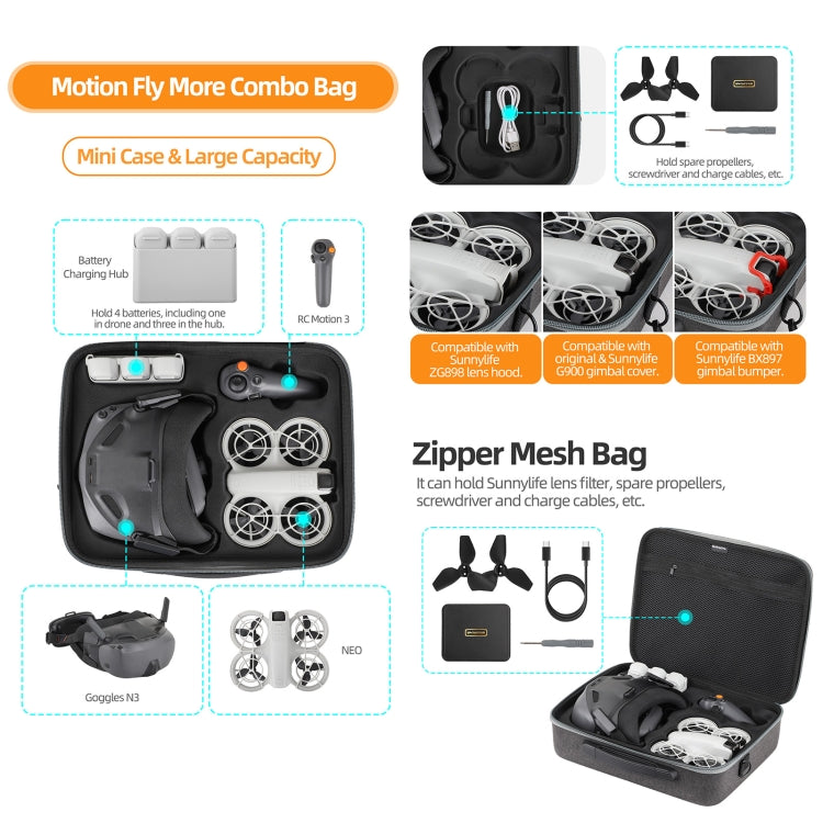 For DJI Neo Sunnylife Handheld Storage Bag (Black) - free shipping - PMC TechLife - Order now!