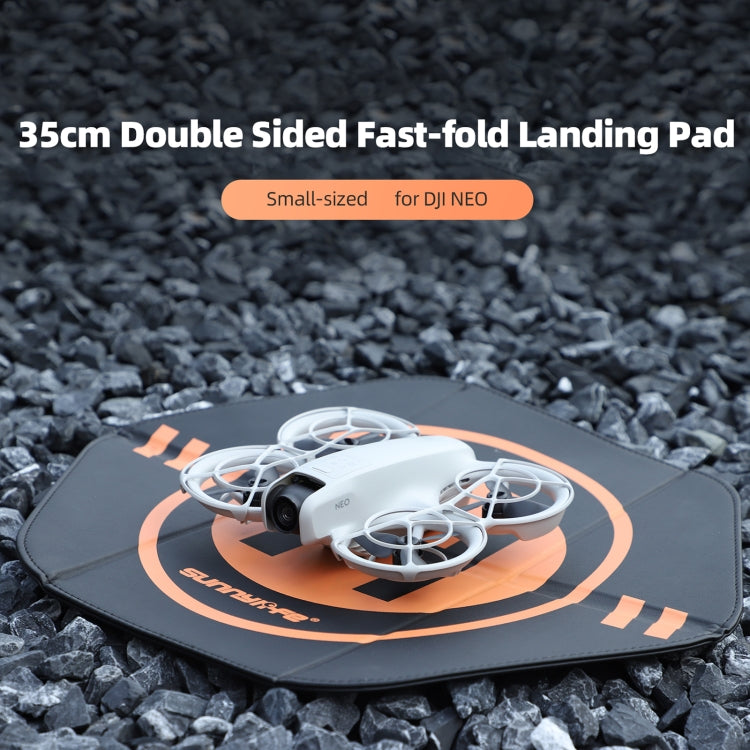 Sunnylife Drone Landing Pad 35cm Fast-Fold Double-Sided Leather Waterproof Helipad for DJI Neo / Avata 1 / 2 / Mini Series (Yellow+Orange) - free shipping - PMC TechLife - Order now!