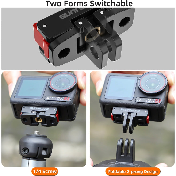 For DJI Osmo 360 / Action 5 Pro / 4 / 3 Sunnylife Foldable Magnetic Quick Release Mount Action Camera Selfie Stick Tripod Adapter Cam Stand (Black) - free shipping - PMC TechLife - Order now!