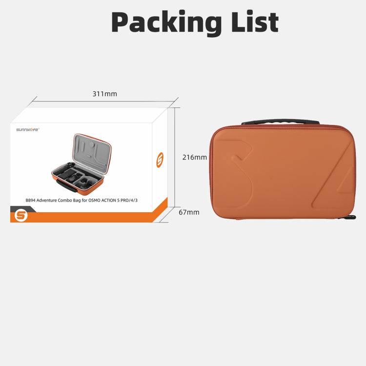 For DJI Osmo Action 5 Pro / 4 / 3 Sunnylife Portable Carrying Case Adventure Combo Bag (Black) - free shipping - PMC TechLife - Order now!