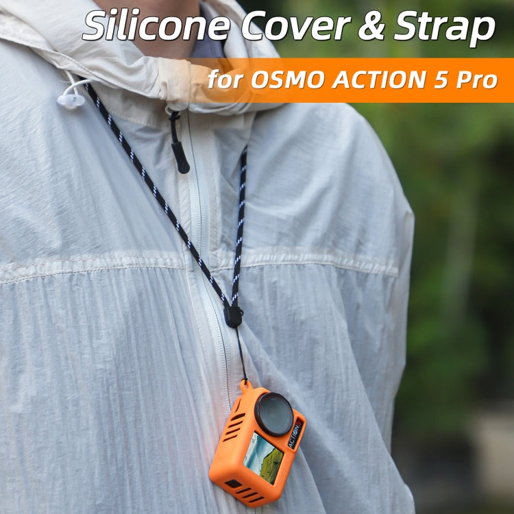 For DJI Osmo Action 5 Pro Sunnylife Silicone Protective Case Scratch-proof Camera Cover with Lanyard (Orange) - free shipping - PMC TechLife - Order now!