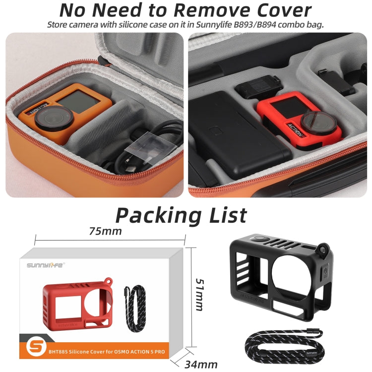 For DJI Osmo Action 5 Pro Sunnylife Silicone Protective Case Scratch-proof Camera Cover with Lanyard (Black) - free shipping - PMC TechLife - Order now!