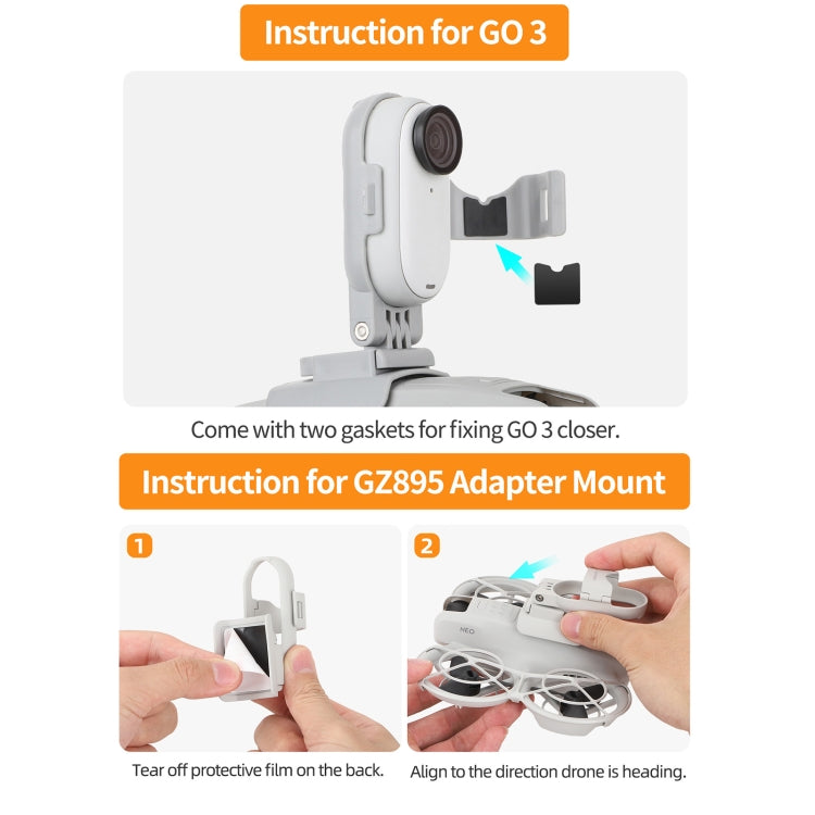 For DJI Neo / Insta360 GO 3S / GO 3 Sunnylife Drone Expansion Mount Action Camera Holder Adapter (Grey) - free shipping - PMC TechLife - Order now!