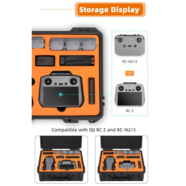 For DJI Air 3S / 3 Sunnylife Safety Carrying Case Large Capacity Waterproof Shock-proof Hard Travel Case (Black) - free shipping - PMC TechLife - Order now!