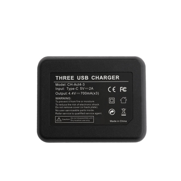 For DJI Osmo Action 4 / 3 Tri-Slot Batteries Charger (Black) -  by PMC TechLife | Online Shopping South Africa | PMC TechLife | Buy Now Pay Later Mobicred