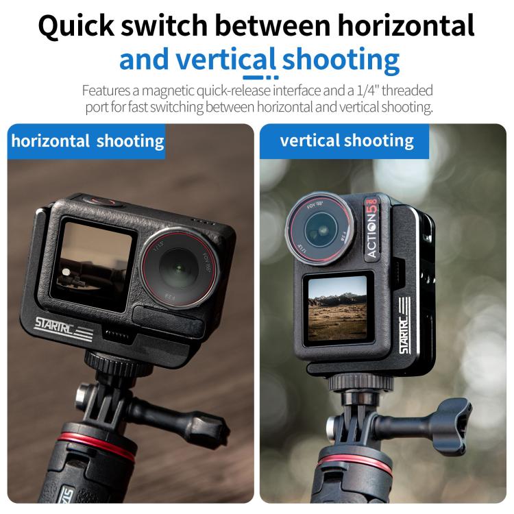 For DJI Osmo Action 5 Pro / 4 / 3 STARTRC L-shaped Magnetic Quick Release Bracket (Black) - free shipping - PMC TechLife - Order now!