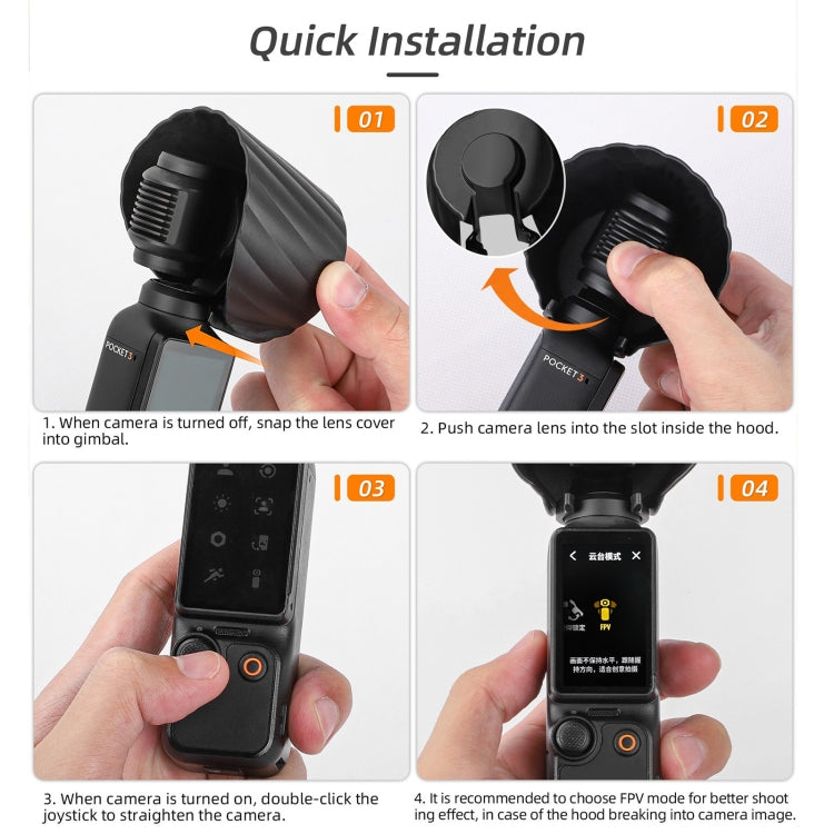 For DJI OSMO Pocket 3 Sunnylife Sunshade Lens Protective Cover Hood (Black) - Lens Accessories by Sunnylife | Online Shopping South Africa | PMC TechLife | Buy Now Pay Later Mobicred